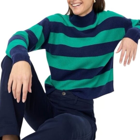 NEW J.Crew Bluesy Rugby Extra-Soft Rugby Stripe Mockneck Sweater 41579 - Picture 2 of 9